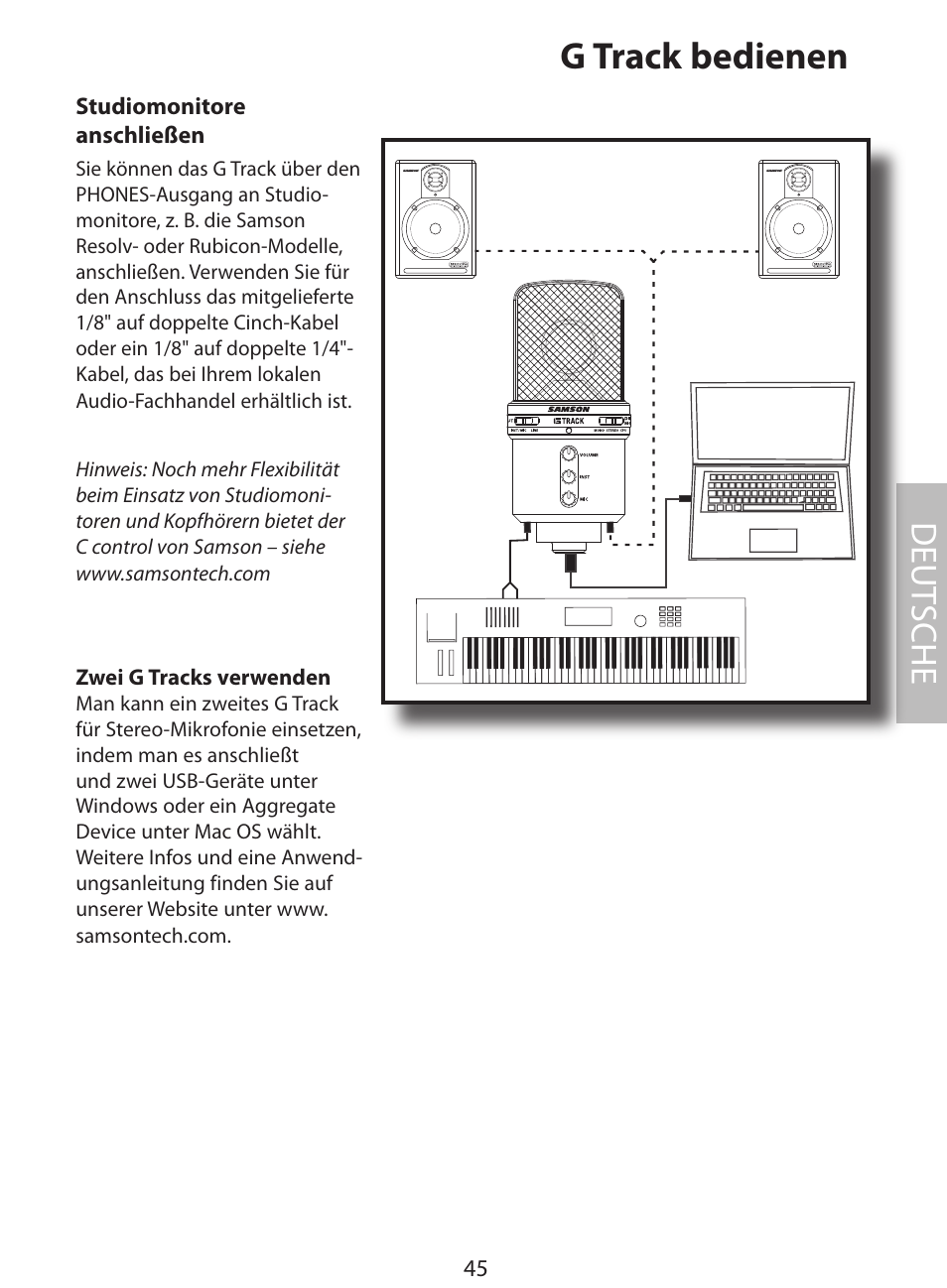 G track bedienen, Deut sche | Samson G Track User Manual | Page 47 / 88