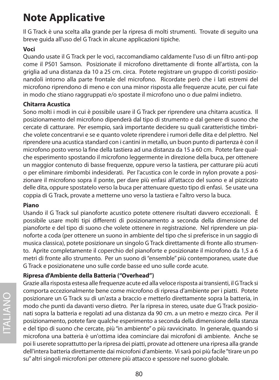 Note applicative, It aliano | Samson G Track User Manual | Page 82 / 88