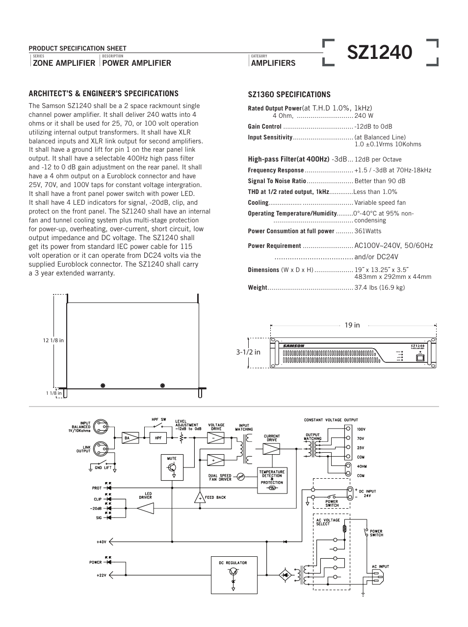 Sz1240 | Samson POWER AMPLIFERS SZ1240 User Manual | Page 2 / 2