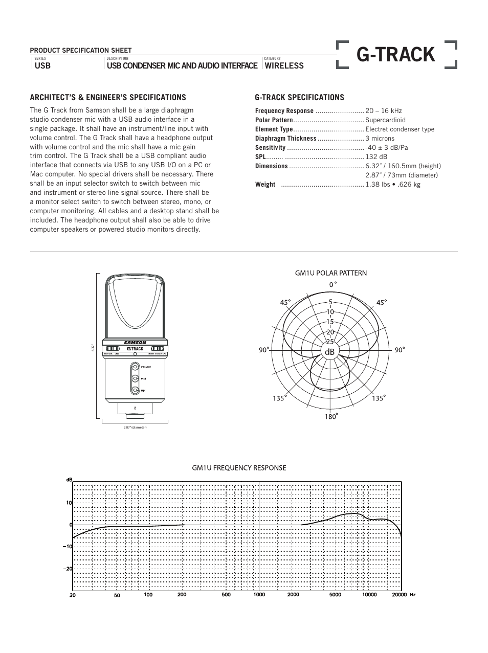 G-track | Samson G-Track USB Series User Manual | Page 2 / 2