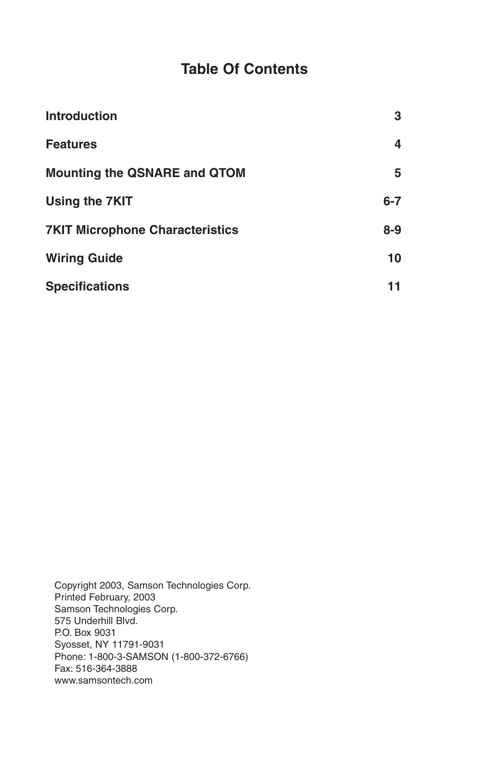 Samson 7KIT User Manual | Page 2 / 12