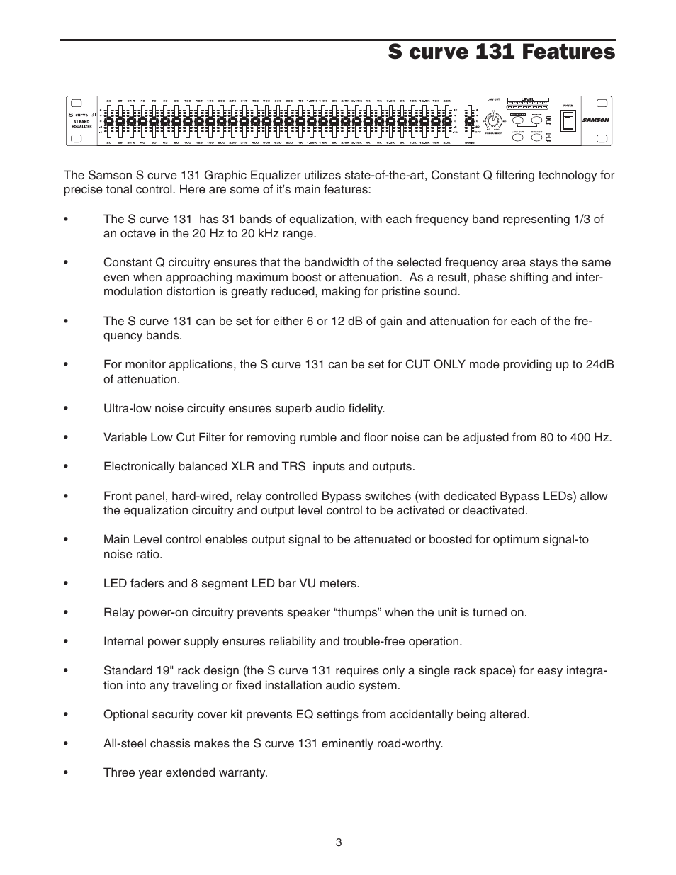S curve 131 features | Samson 131 User Manual | Page 5 / 20