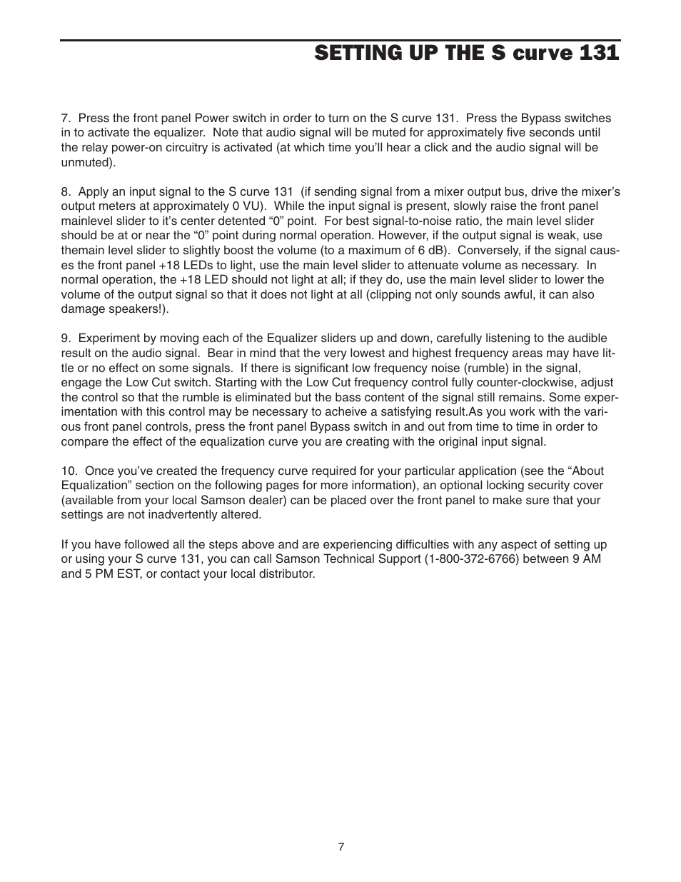 Setting up the s curve 131 | Samson 131 User Manual | Page 9 / 20