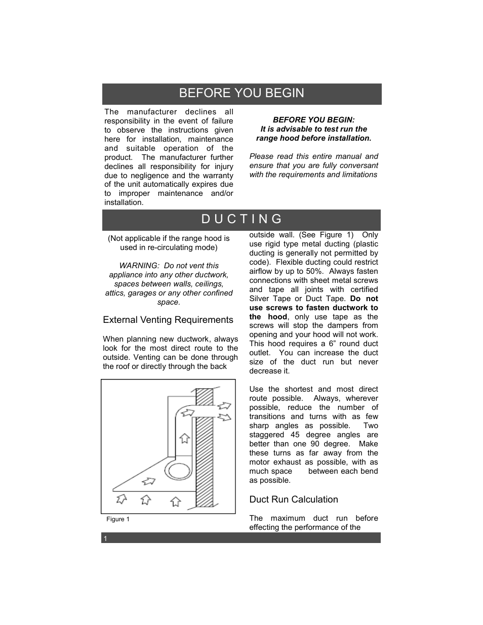 Before you begin | Sirius Range Hoods SU202 User Manual | Page 4 / 12