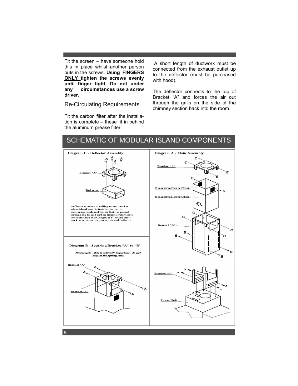 Schematic of modular island components | Sirius Range Hoods SIU401-23 User Manual | Page 8 / 12