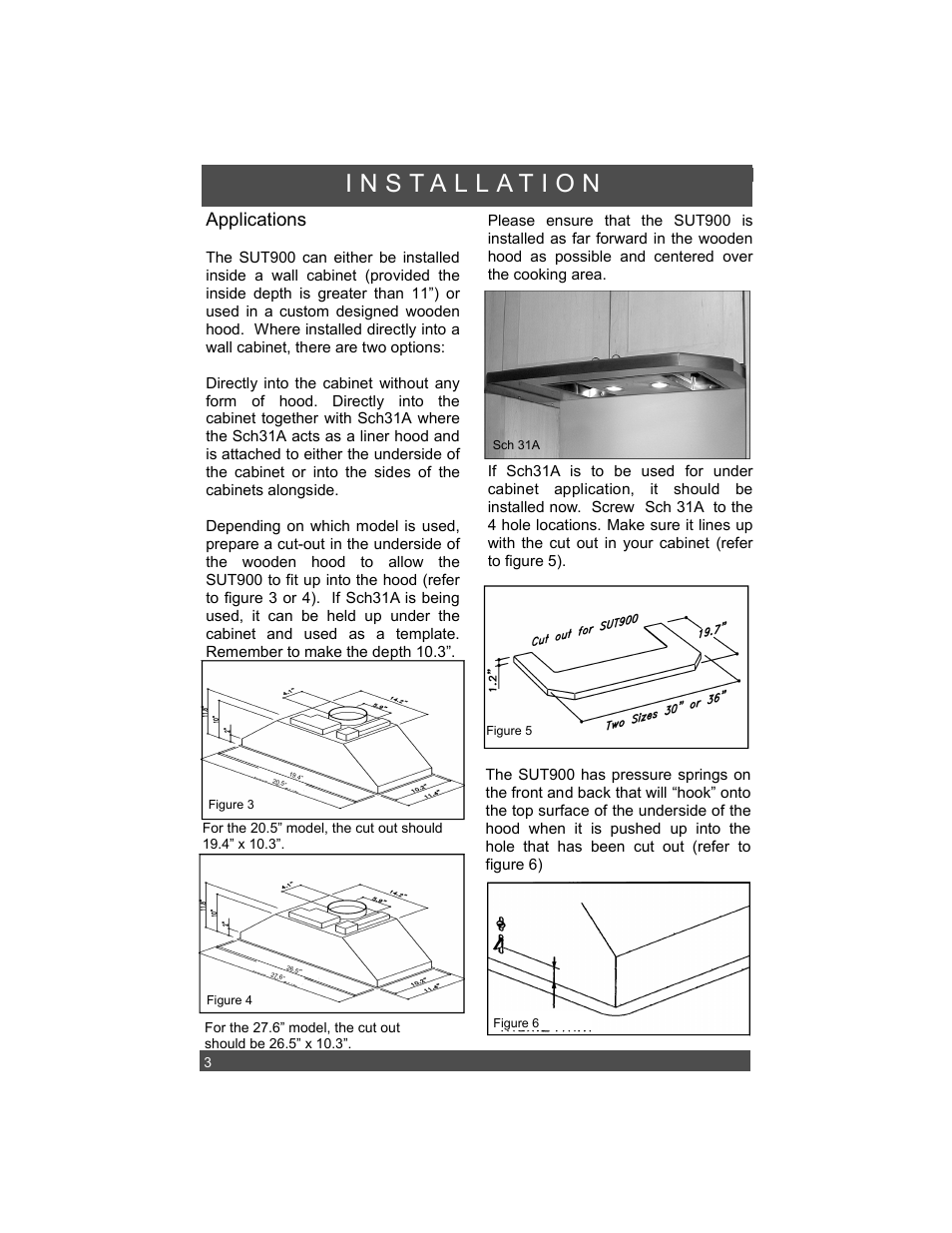 Applications | Sirius Range Hoods SUT900 User Manual | Page 6 / 12