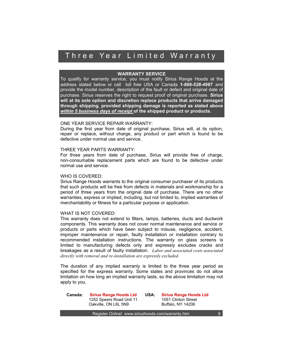 Sirius Range Hoods SIU 405 User Manual | Page 11 / 12