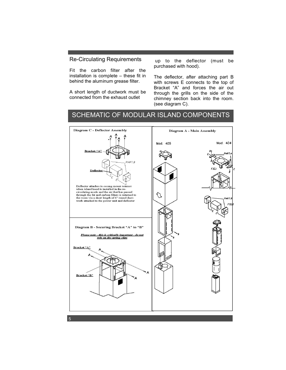 Schematic of modular island components | Sirius Range Hoods SIU 405 User Manual | Page 8 / 12