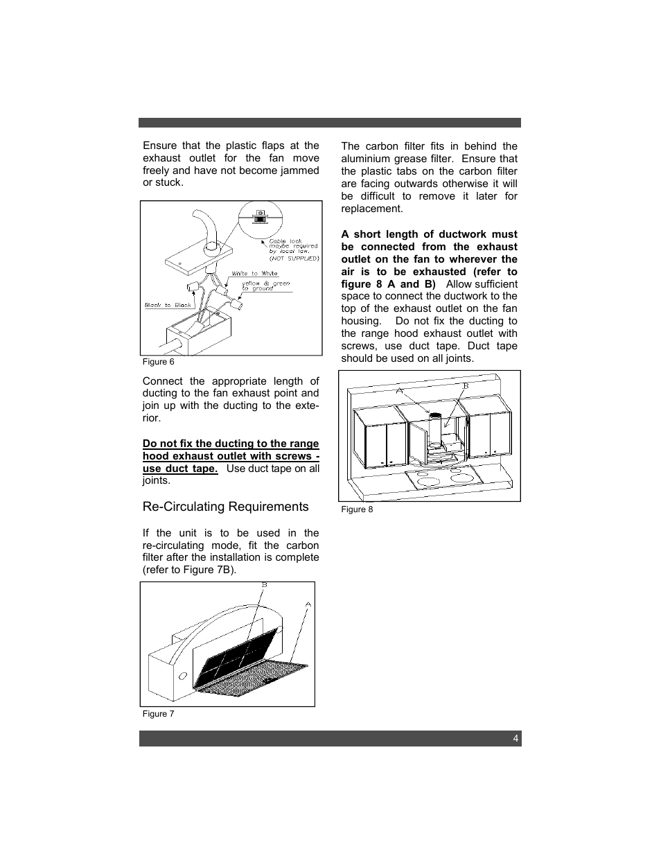 Re-circulating requirements | Sirius Range Hoods SUF1 User Manual | Page 7 / 12