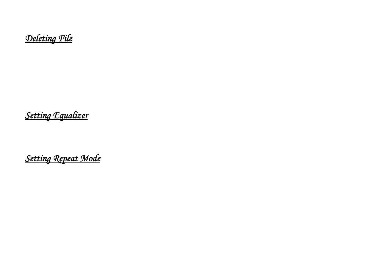 Deleting file, Setting equalizer, Setting repeat mode | Shiro 1.3 User Manual | Page 8 / 11
