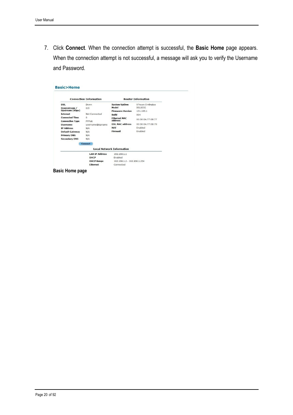 Shiro ADSL 2/2+ Ethernet Modem User Manual | Page 20 / 92