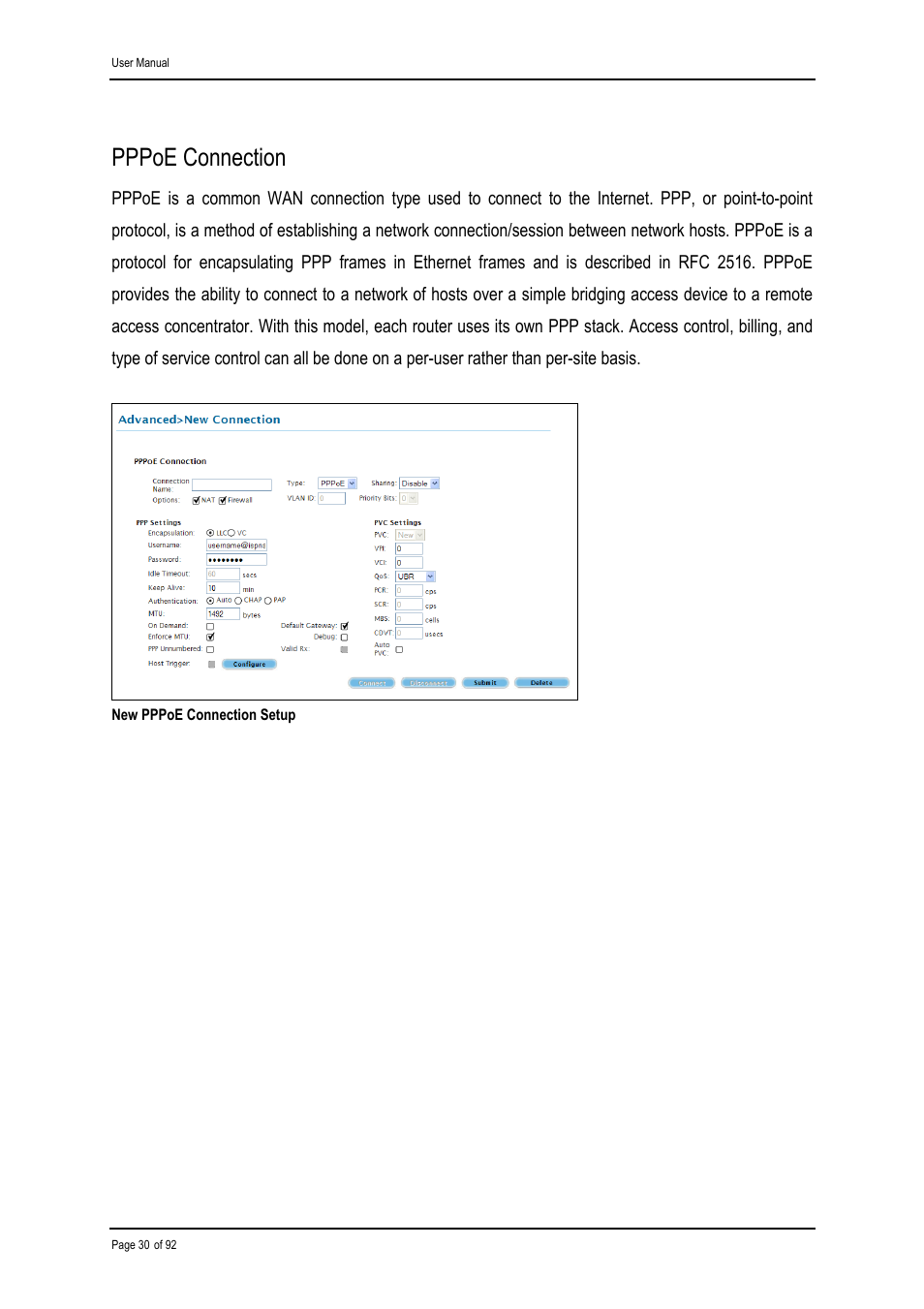 Pppoe connection | Shiro ADSL 2/2+ Ethernet Modem User Manual | Page 30 / 92