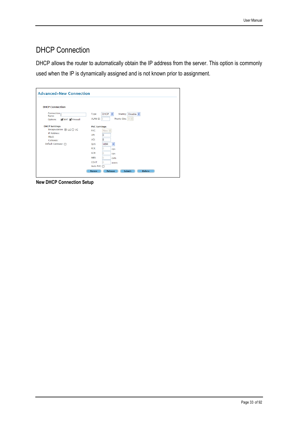 Dhcp connection | Shiro ADSL 2/2+ Ethernet Modem User Manual | Page 33 / 92