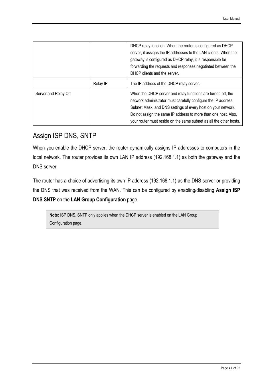 Assign isp dns, sntp | Shiro ADSL 2/2+ Ethernet Modem User Manual | Page 41 / 92
