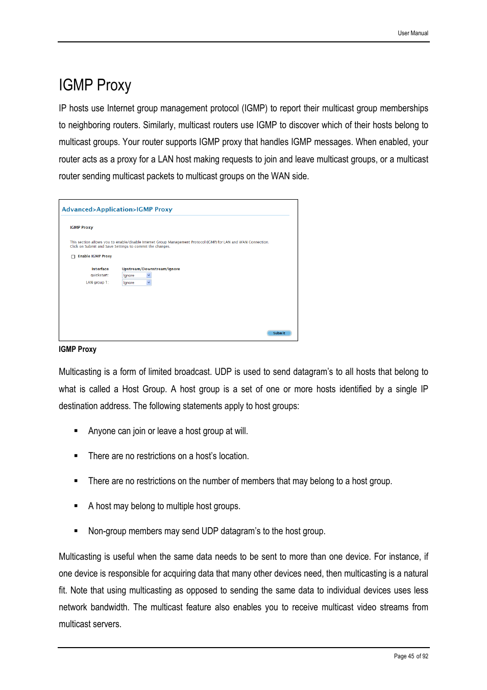 Igmp proxy | Shiro ADSL 2/2+ Ethernet Modem User Manual | Page 45 / 92
