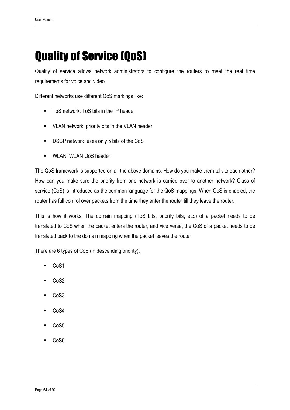 Quality of service (qos) | Shiro ADSL 2/2+ Ethernet Modem User Manual | Page 54 / 92