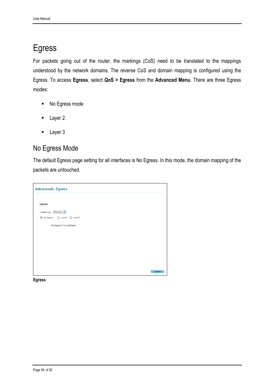Egress, No egress mode | Shiro ADSL 2/2+ Ethernet Modem User Manual | Page 56 / 92