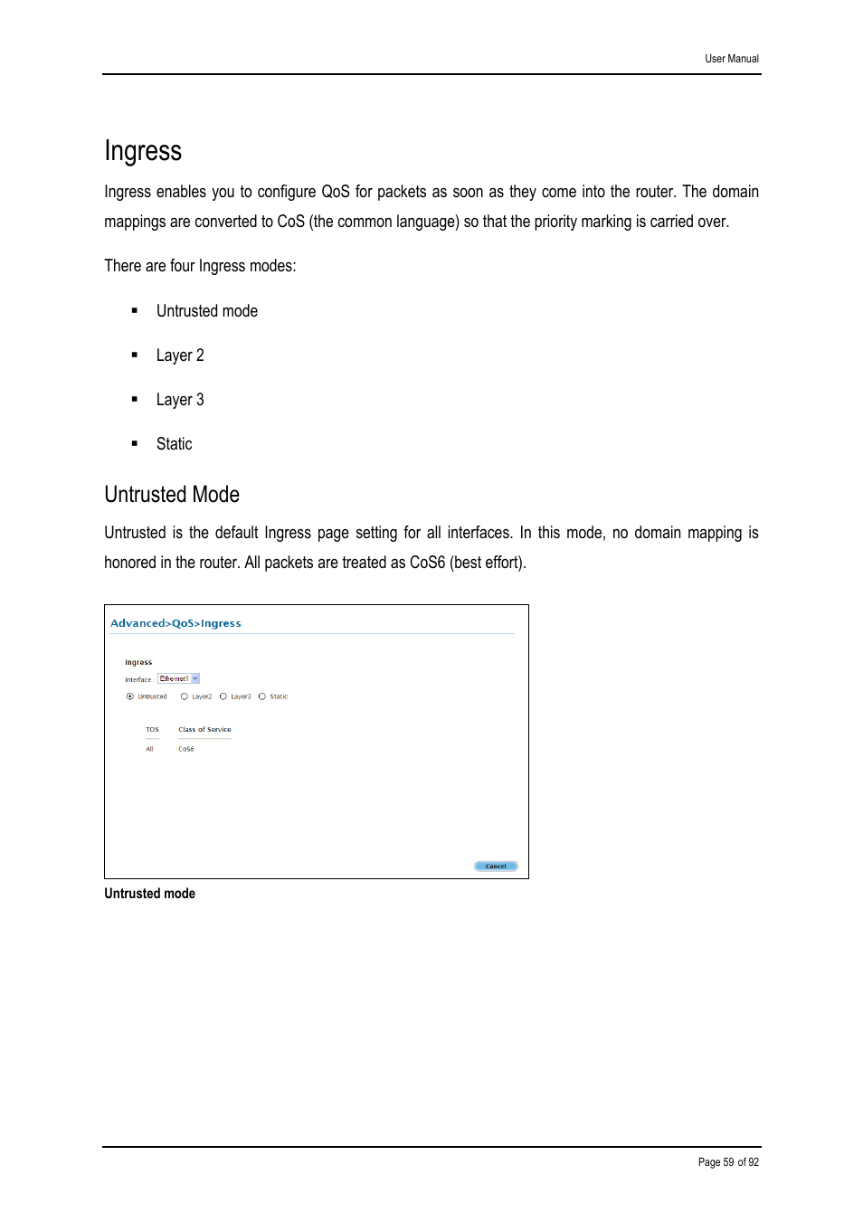 Ingress, Untrusted mode | Shiro ADSL 2/2+ Ethernet Modem User Manual | Page 59 / 92