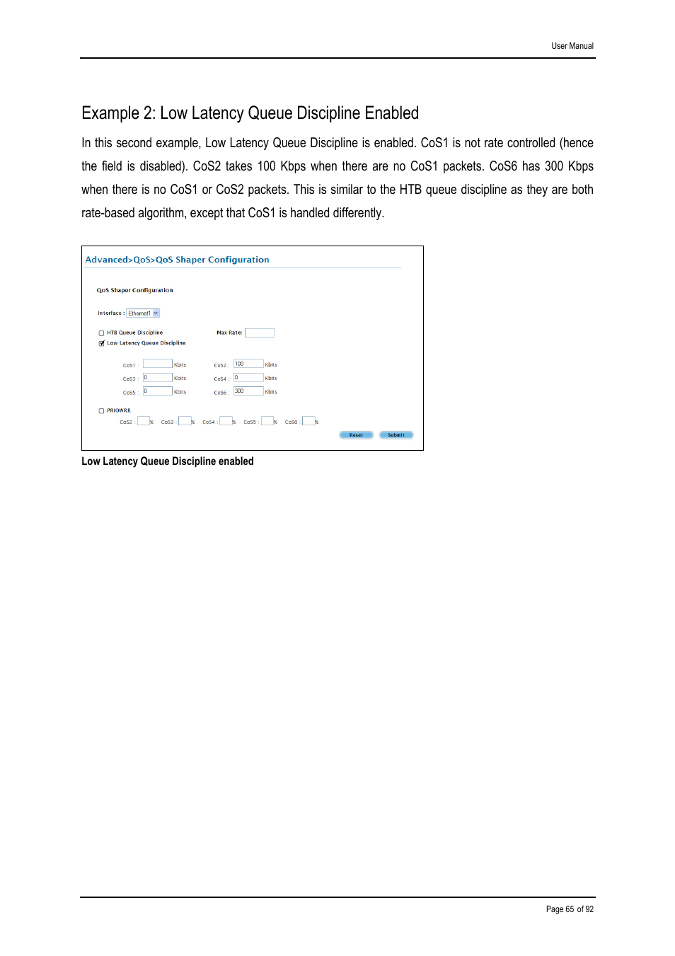 Example 2: low latency queue discipline enabled | Shiro ADSL 2/2+ Ethernet Modem User Manual | Page 65 / 92