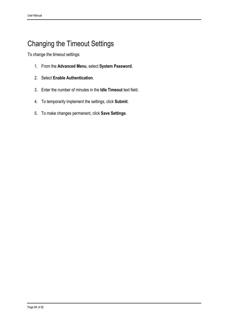 Changing the timeout settings | Shiro ADSL 2/2+ Ethernet Modem User Manual | Page 88 / 92