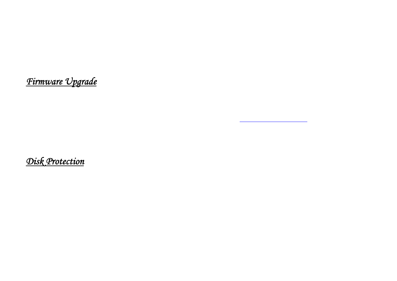 Firmware upgrade, Disk protection | Shiro DX User Manual | Page 10 / 13