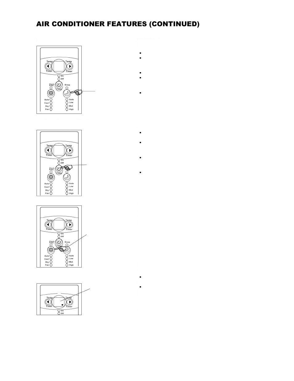 Air conditioner features (continued) | SPT WA-1211S User Manual | Page 8 / 20