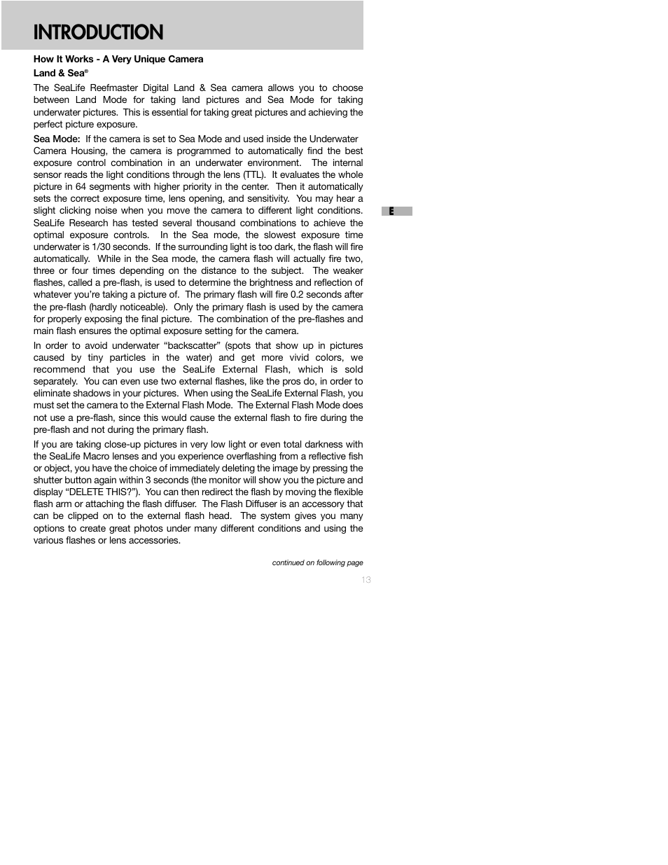 Introduction | Sealife DC250 User Manual | Page 13 / 71