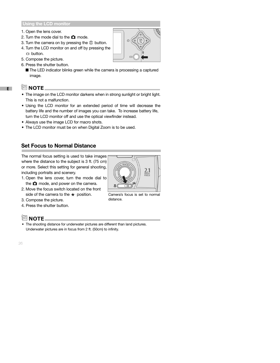 Set focus to normal distance | Sealife DC250 User Manual | Page 26 / 71