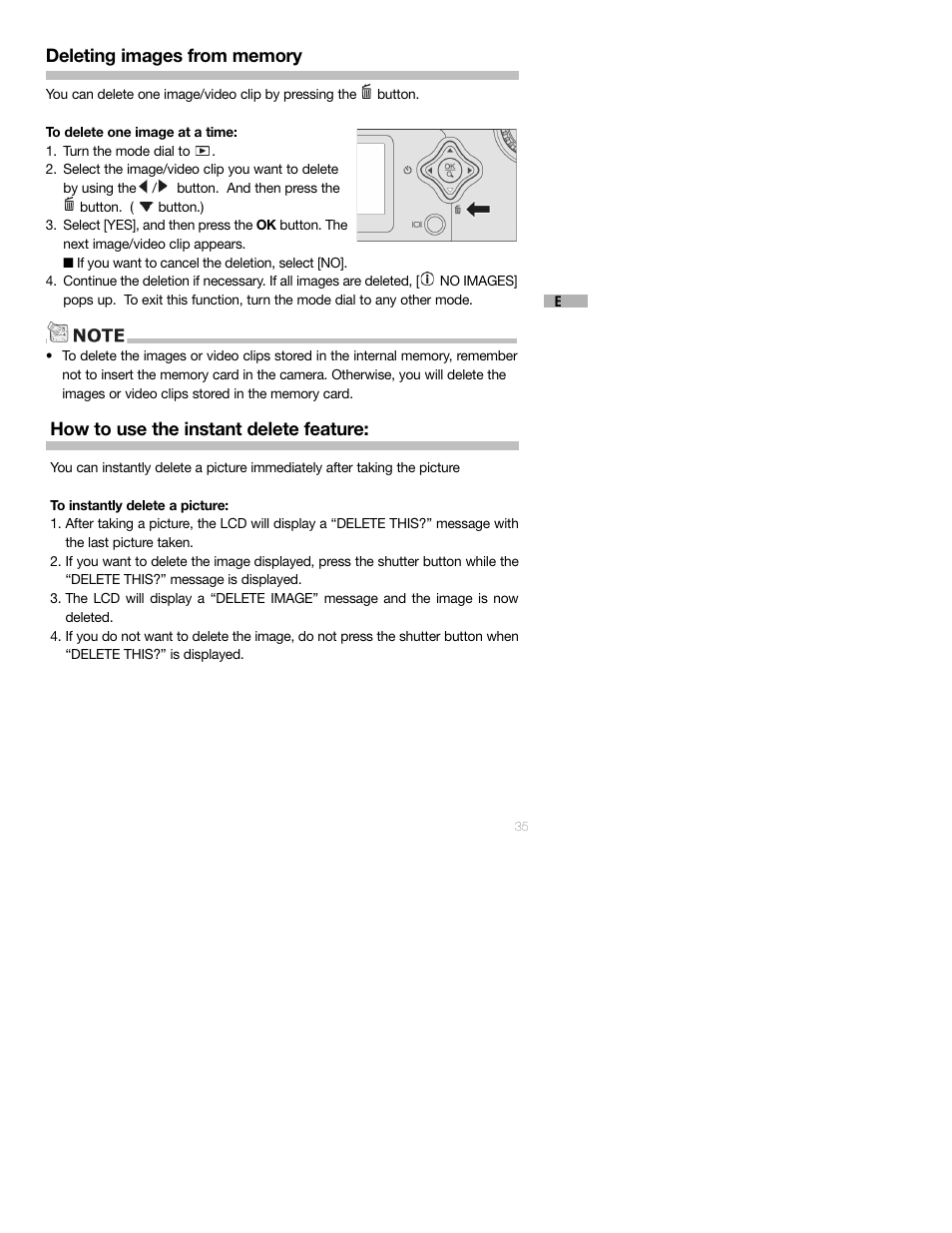 How to use the instant delete feature | Sealife DC250 User Manual | Page 35 / 71