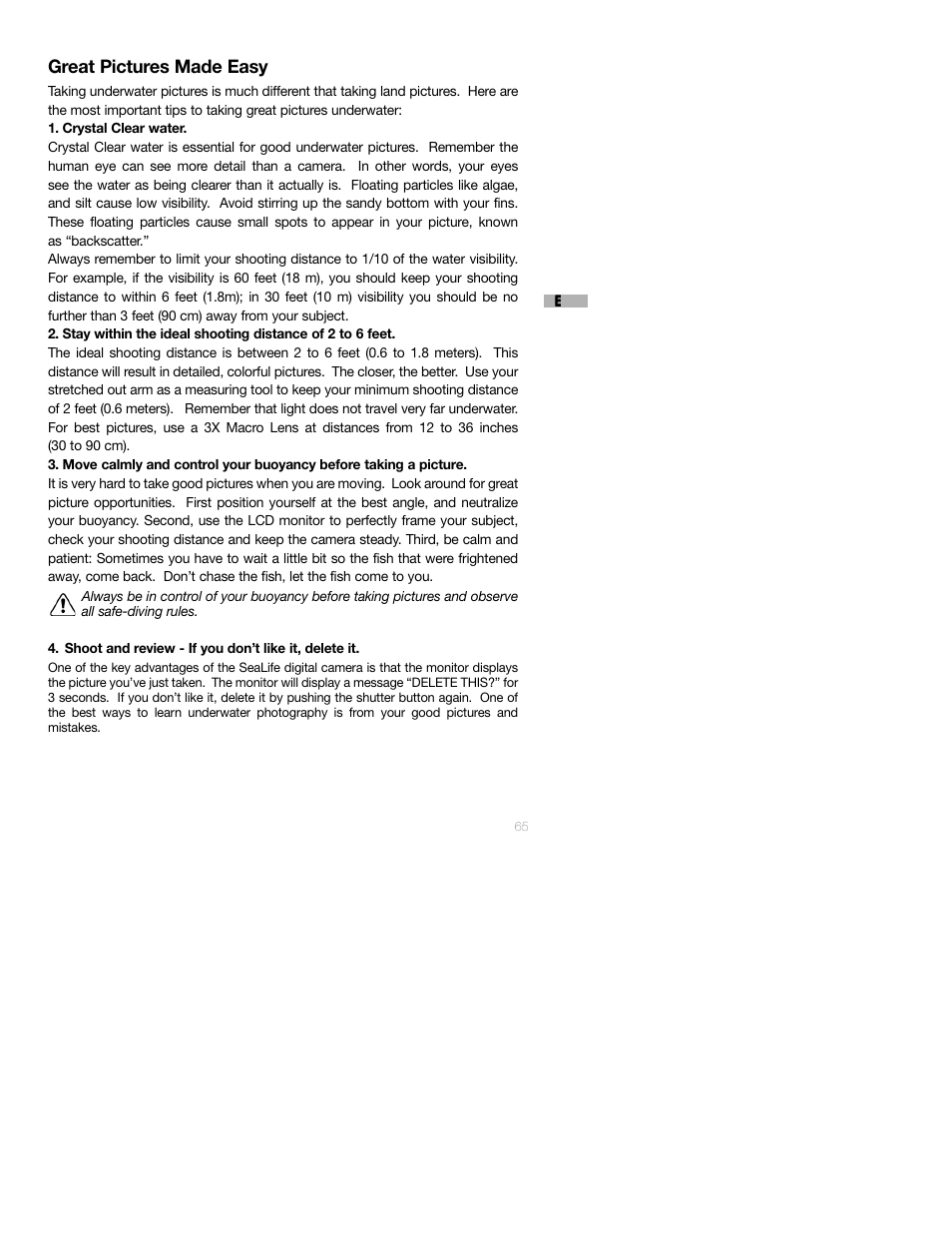 Great pictures made easy | Sealife DC250 User Manual | Page 65 / 71