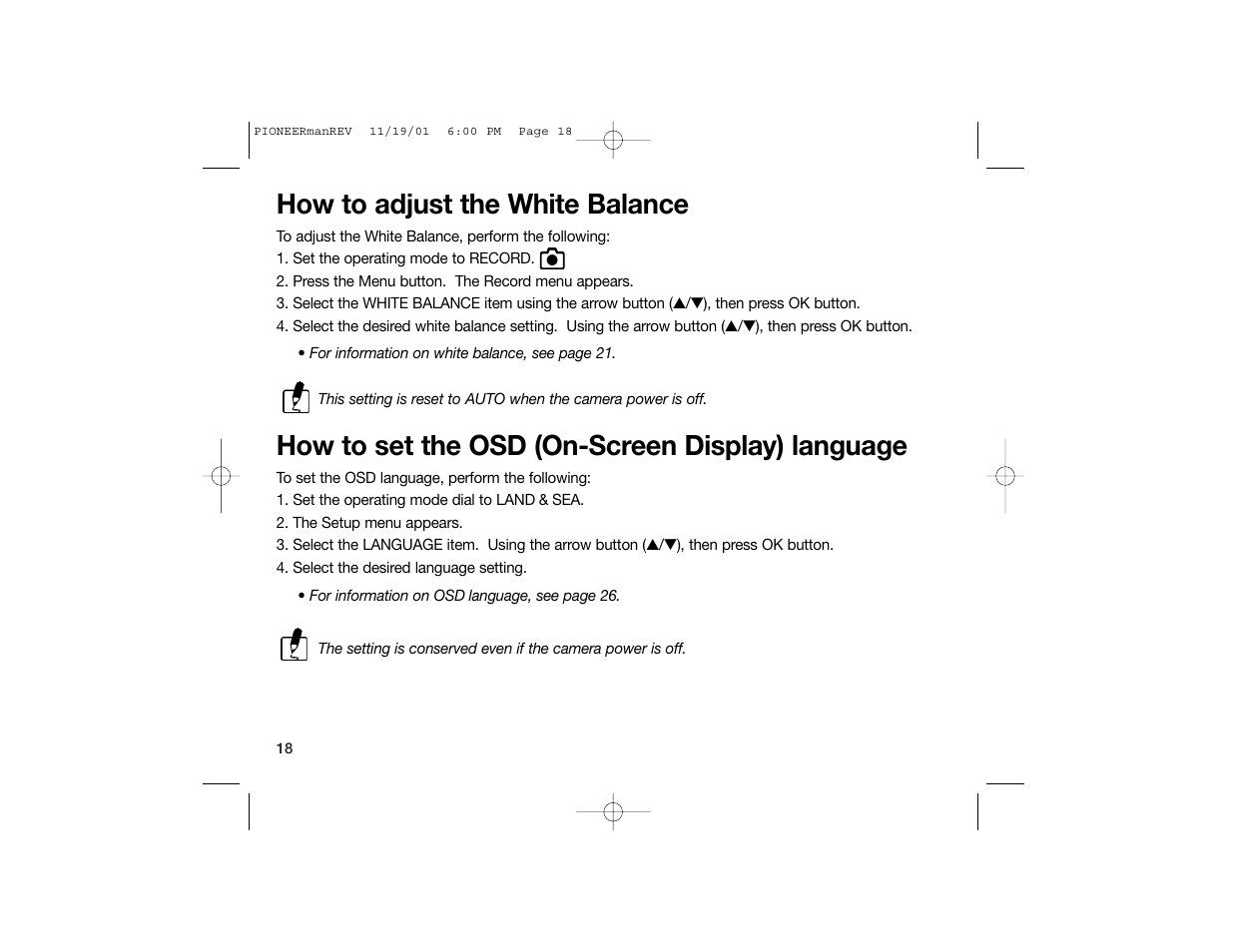 How to adjust the white balance, How to set the osd (on-screen display) language | Sealife DC100 User Manual | Page 27 / 66