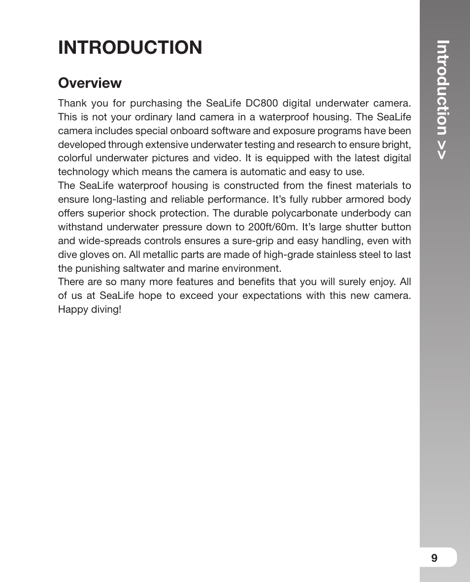 Introduction, Overview, Intr oduction | Sealife DC800 User Manual | Page 11 / 80
