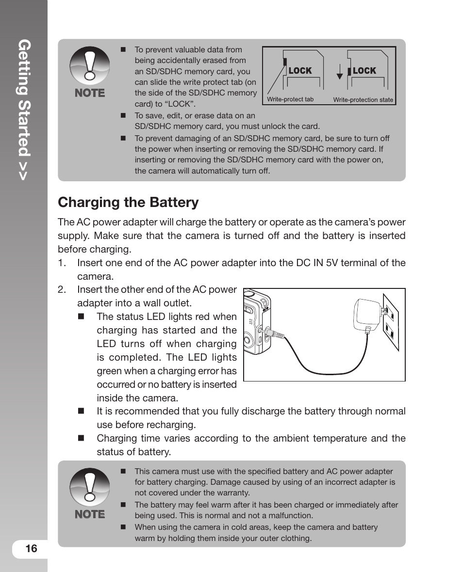 Charging the battery, Getting started | Sealife DC800 User Manual | Page 18 / 80