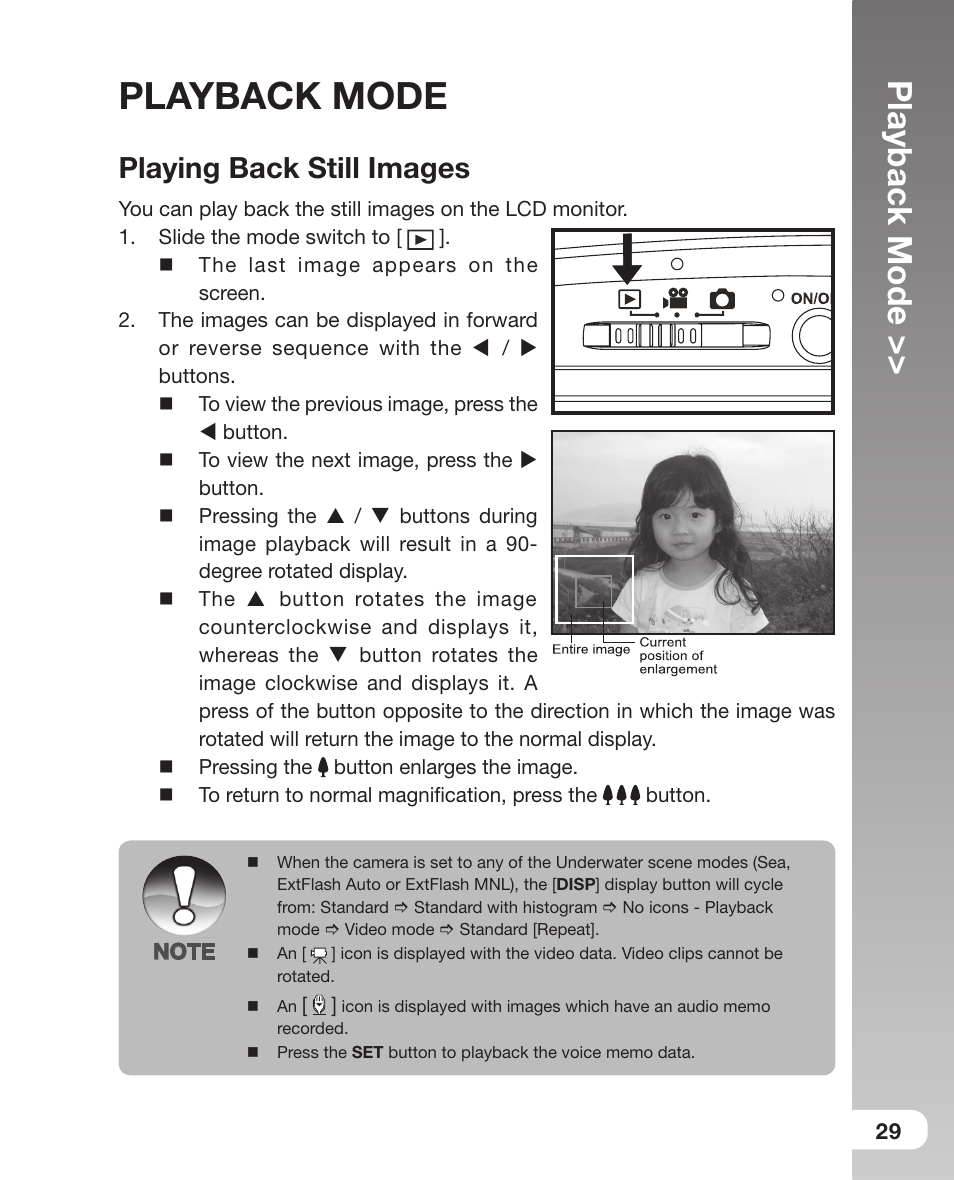 Playback mode, Playing back still images, 29 playback mode | Sealife DC800 User Manual | Page 31 / 80