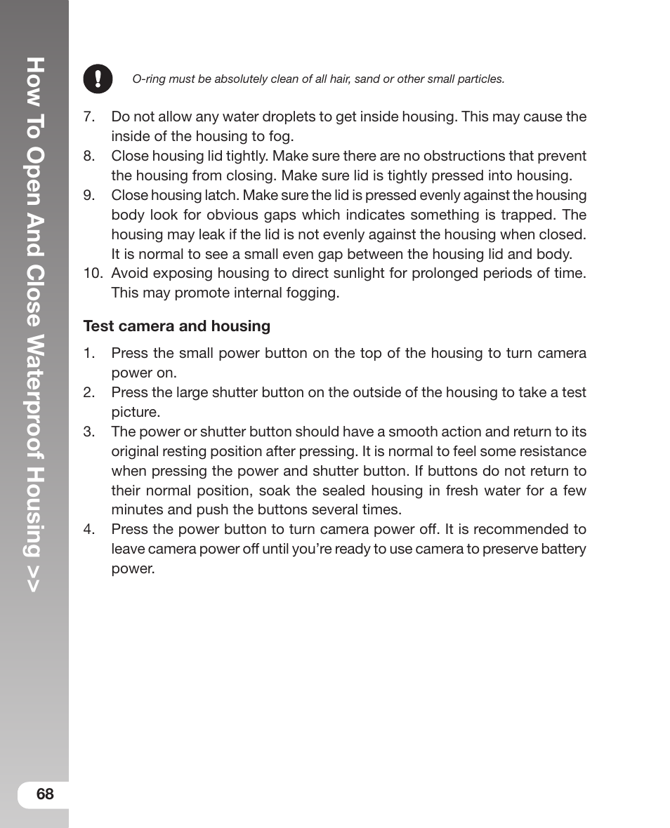 How t o open and close w aterpr oof housing | Sealife DC800 User Manual | Page 70 / 80