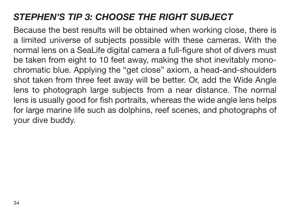 Stephen’s tip 3: choose the right subject | Sealife DIGITAL FLASH User Manual | Page 36 / 60