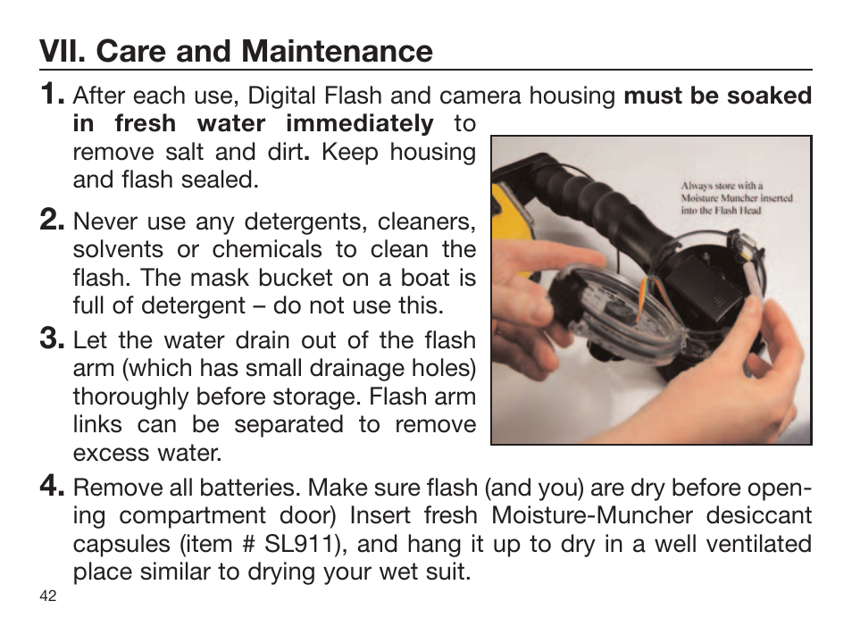 Vii. care and maintenance 1 | Sealife DIGITAL FLASH User Manual | Page 44 / 60