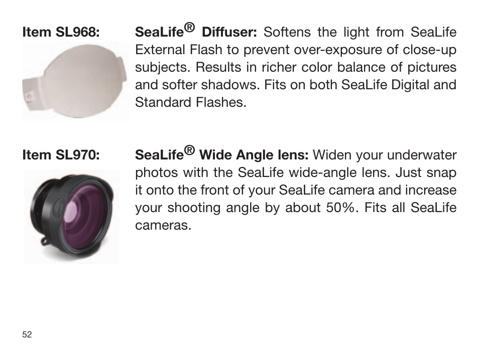 Sealife DIGITAL FLASH User Manual | Page 54 / 60