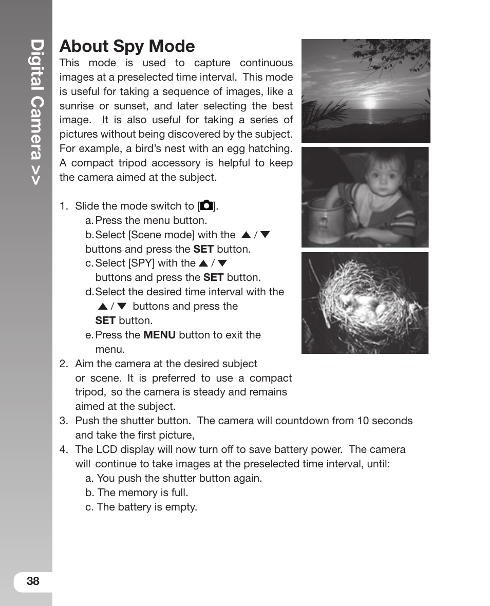 Digital camera, About spy mode | Sealife DC 600 User Manual | Page 40 / 104