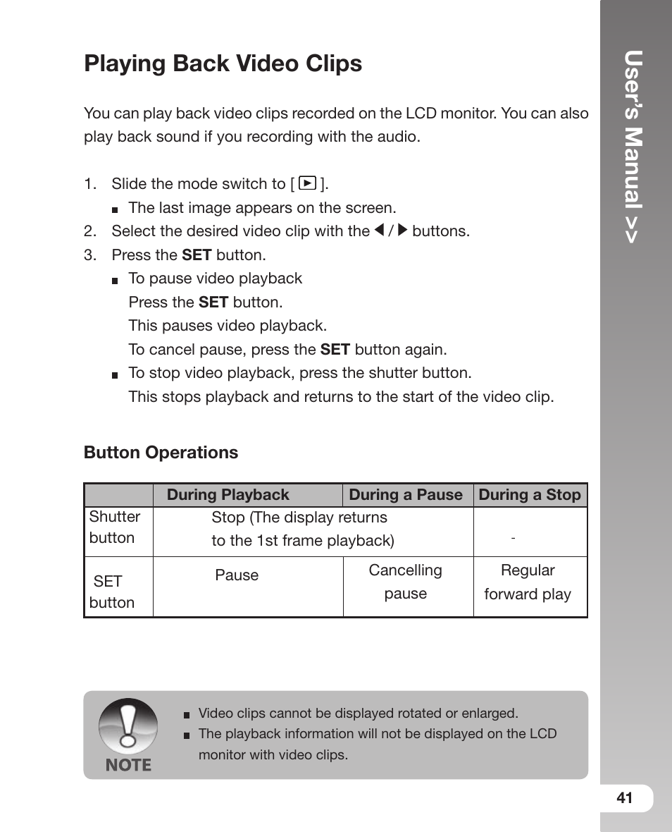 User’ s manual, Playing back video clips | Sealife DC 600 User Manual | Page 43 / 104