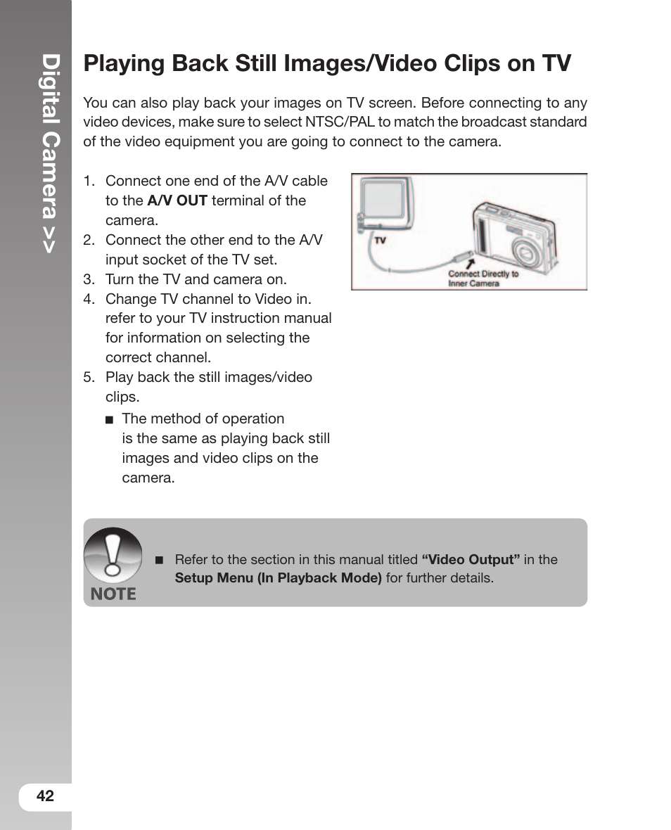 Digital camera, Playing back still images/video clips on tv | Sealife DC 600 User Manual | Page 44 / 104