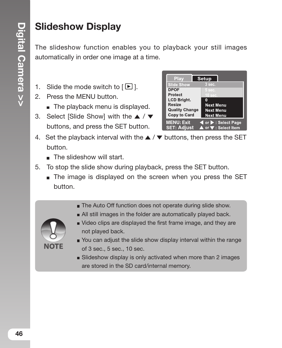 Digital camera, Slideshow display | Sealife DC 600 User Manual | Page 48 / 104
