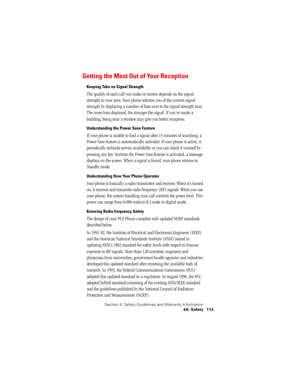 Getting the most out of your reception | Samsung SPH-N400 User Manual | Page 114 / 131