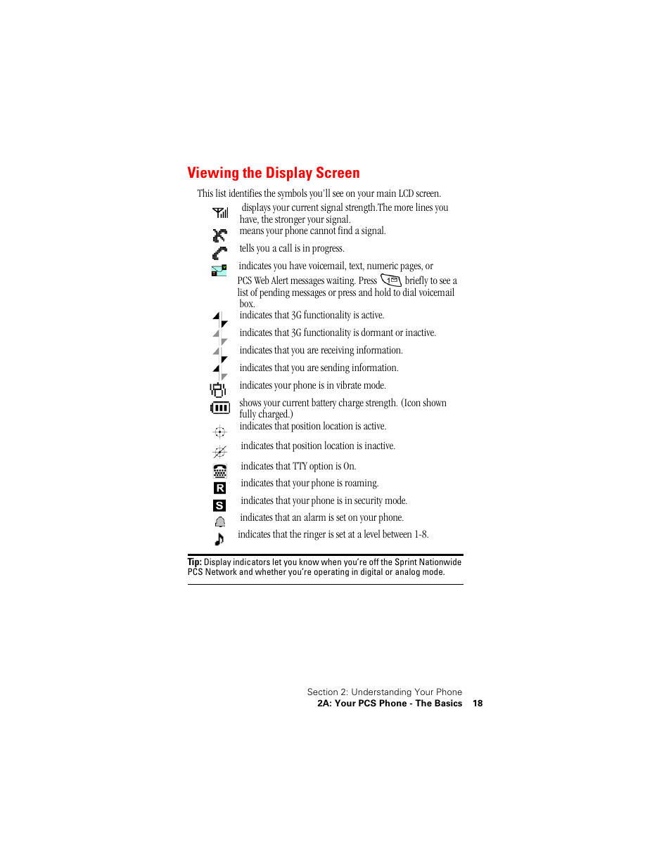 Viewing the display screen | Samsung SPH-N400 User Manual | Page 19 / 131