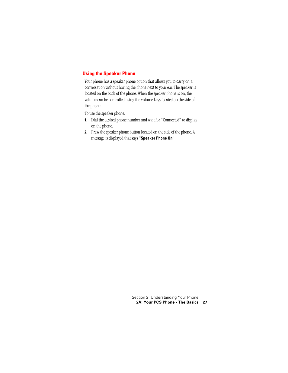 Using the speaker phone | Samsung SPH-N400 User Manual | Page 28 / 131