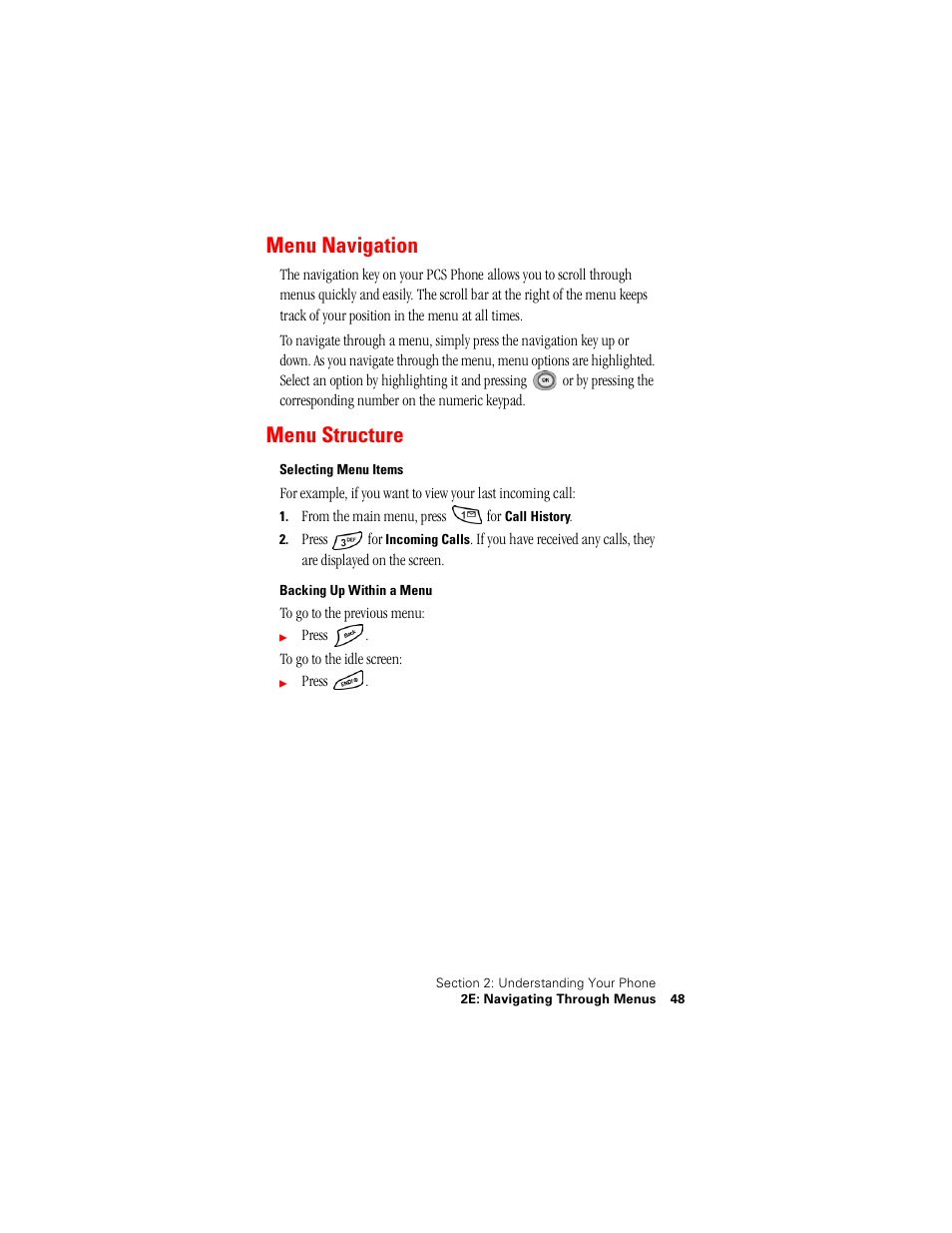 Menu navigation, Menu structure | Samsung SPH-N400 User Manual | Page 49 / 131