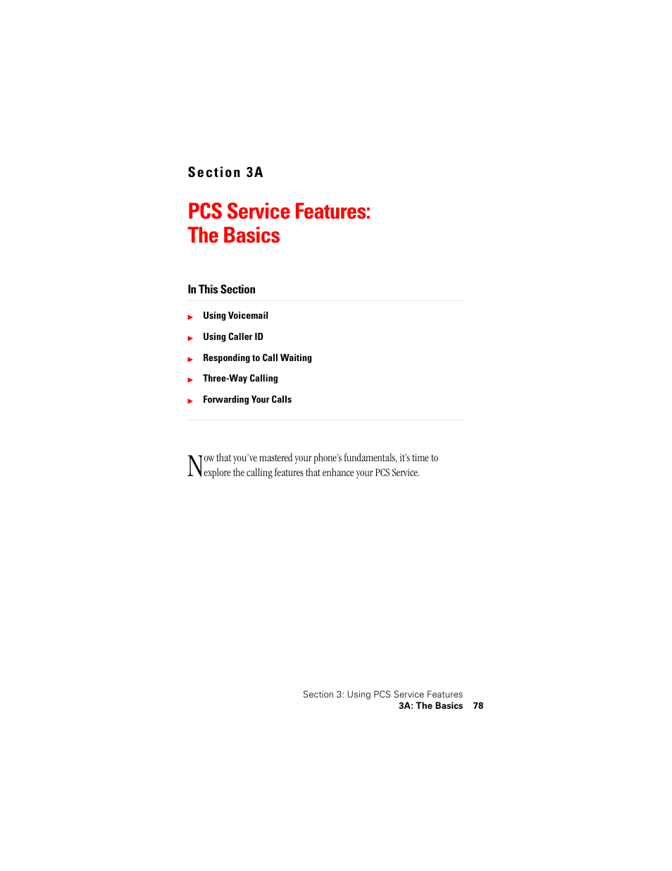 Pcs service features: the basics | Samsung SPH-N400 User Manual | Page 79 / 131