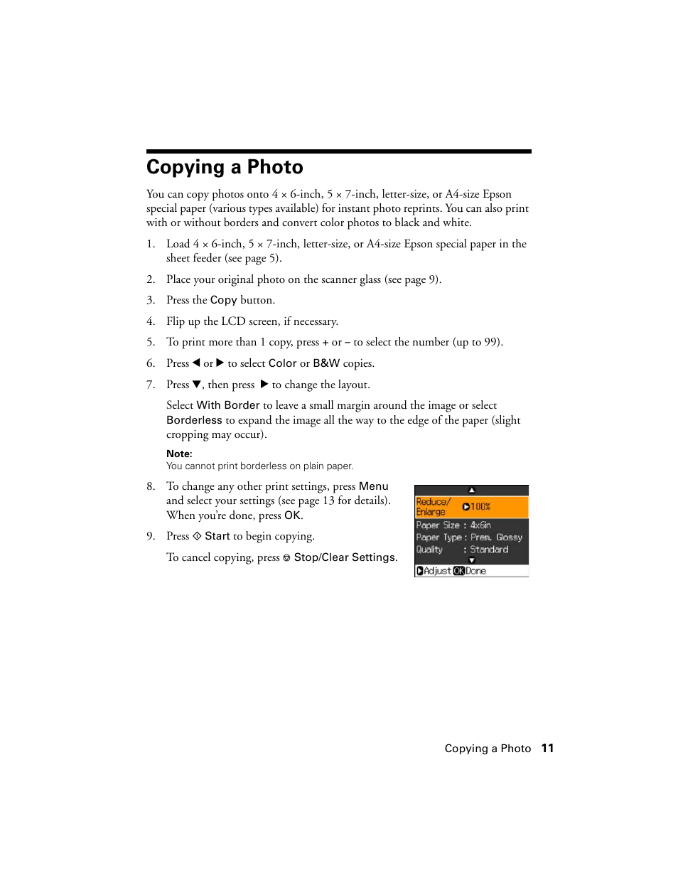 Copying a photo | Stoelting Futura 112 User Manual | Page 11 / 52