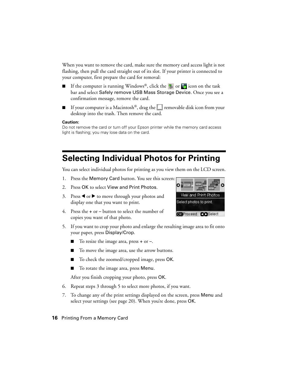 Selecting individual photos for printing | Stoelting Futura 112 User Manual | Page 16 / 52