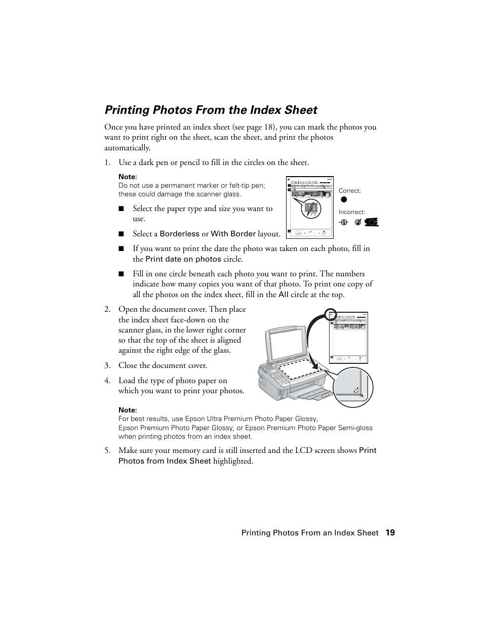 Printing photos from the index sheet | Stoelting Futura 112 User Manual | Page 19 / 52